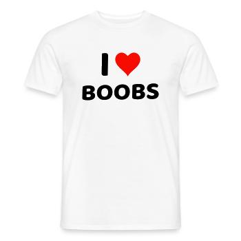 I LOVE BOOBS - provocative, humorous design!! - Men's T-Shirt - white - Front - AI Model Male 178 dark (178cm)