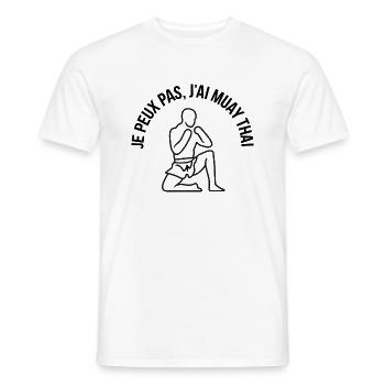 Je peux pas j'ai Muay Thai - T-shirt homme - blanc - Devant - AI Model Male 178 dark (178cm)