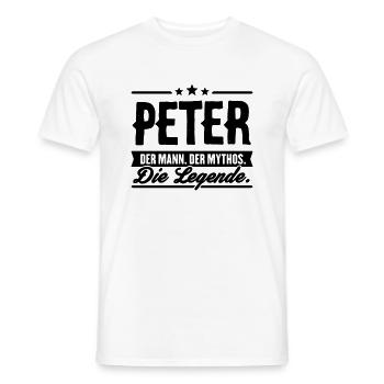 Man Myth Legend Peter - Men's T-Shirt - white - Front - AI Model Male 178 dark (178cm)