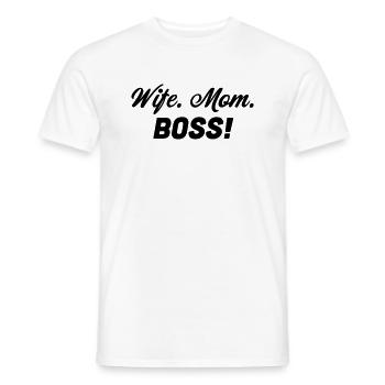 wife. mom. boss! - Men's T-Shirt - white - Front - AI Model Male 178 dark (178cm)