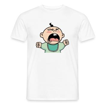 Crying baby cartoon roar screaming angry rage - Men's T-Shirt - white - Front - AI Model Male 178 dark (178cm)