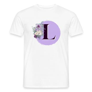 letter L flowers Flower crown - Men's T-Shirt - white - Front - AI Model Male 178 dark (178cm)