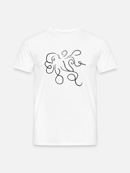 Oktopus Line Art - Minimalistisch - Männer T-Shirt - Weiß