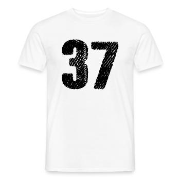 Maillot numéro 37 - T-shirt homme - blanc - Devant - AI Model Male 178 dark (178cm)
