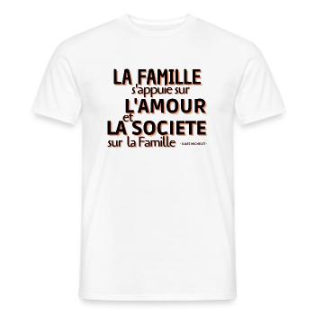 Citation "La Famille s'appuie sur l'Amour..." - T-shirt homme - blanc - Devant - AI Model Male 178 dark (178cm)