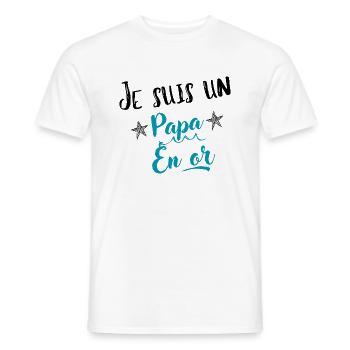 "Papa en or - Cadeau pour papa exceptionnel" - T-shirt homme - blanc - Devant - AI Model Male 178 dark (178cm)