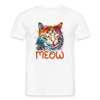 Meow - Men's T-Shirt - white - Front - AI Model Male 178 dark (178cm)