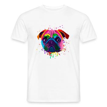 Colorful Pug Head - Men's T-Shirt - white - Front - AI Model Male 178 dark (178cm)