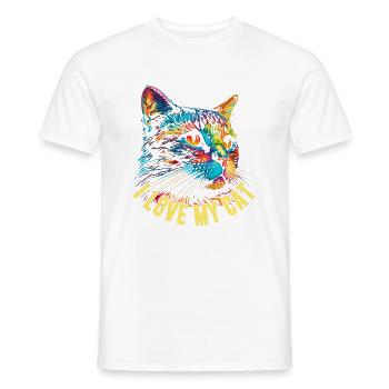 I love my cat - Men's T-Shirt - white - Front - AI Model Male 178 dark (178cm)