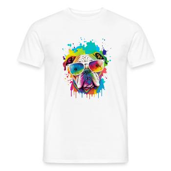 Colorful bulldog head - Men's T-Shirt - white - Front - AI Model Male 178 dark (178cm)