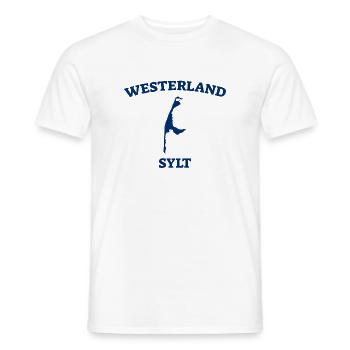 Westerland - Sylt - Nordsee - Anker - Möwe - Insel - Männer T-Shirt - Weiß - Vorne - AI Model Male 178 dark (178cm)