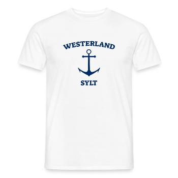 Westerland - Sylt - North Sea - Anchor - Seagull - Island - Men's T-Shirt - white - Front - AI Model Male 178 dark (178cm)