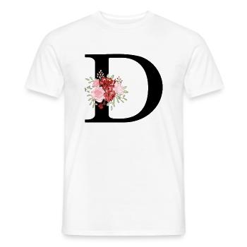 Red Floral Letter D - Men's T-Shirt - white - Front - AI Model Male 178 dark (178cm)