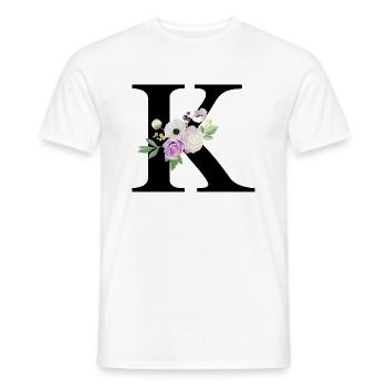 Purple Floral K Letter - Men's T-Shirt - white - Front - AI Model Male 178 dark (178cm)