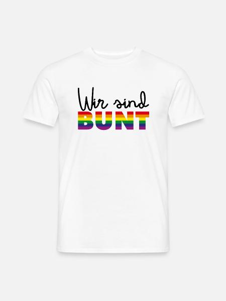 Wir sind bunt LGBTQIA+ Liebe Regenbogen Diversität - Männer T-Shirt - Weiß