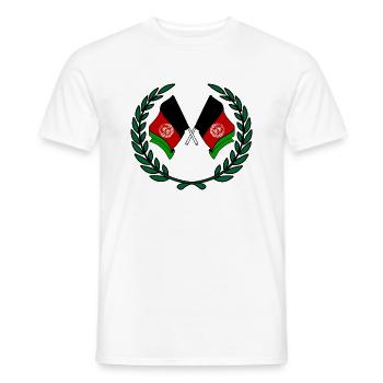 Flags afghan in laurel wreath - Men's T-Shirt - white - Front - AI Model Male 178 dark (178cm)