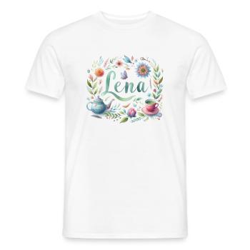 Lena Last name First name Watercolor - Men's T-Shirt - white - Front - AI Model Male 178 dark (178cm)