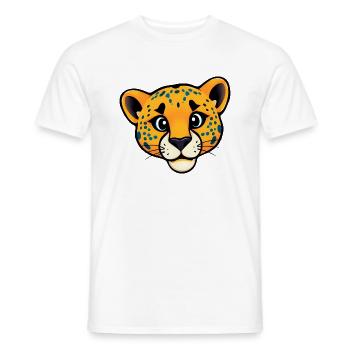 Playful Blue-Spotted Tiger Head, Friendly Cartoon - Men's T-Shirt - white - Front - AI Model Male 178 dark (178cm)
