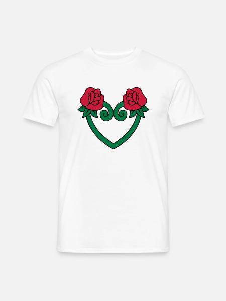 Rose Blumen-Herz 3c - Männer T-Shirt - Weiß