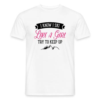 I Know I Ski Like A Girl - Try To Keep Up - T-shirt homme - blanc - Devant - AI Model Male 178 dark (178cm)
