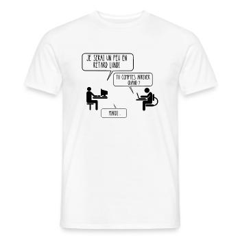 en retard lundi - T-shirt homme - blanc - Devant - AI Model Male 178 dark (178cm)