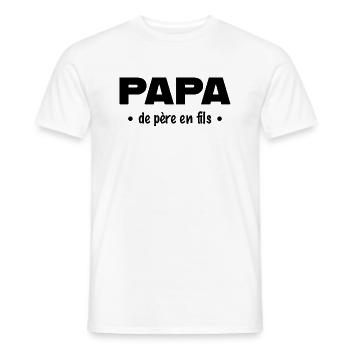 papa de père en fils - T-shirt homme - blanc - Devant - AI Model Male 178 dark (178cm)