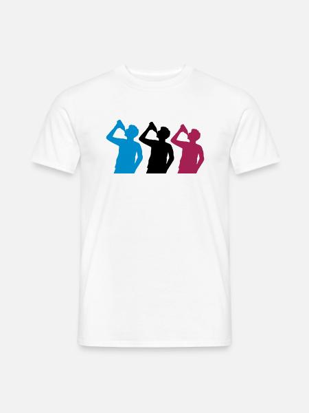 3 friends drinking beer - Men's T-Shirt - white