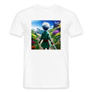 Chemise d’anime « GON » - T-shirt homme - blanc - Devant - AI Model Male 178 dark (178cm)
