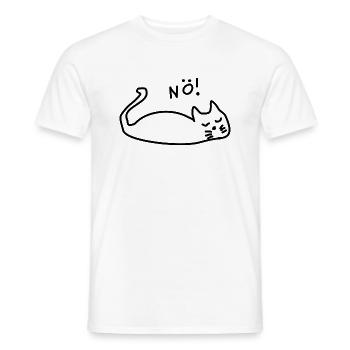 Katze Nö Nein Faule Katze Lustige - Männer T-Shirt - Weiß - Vorne - AI Model Male 178 dark (178cm)