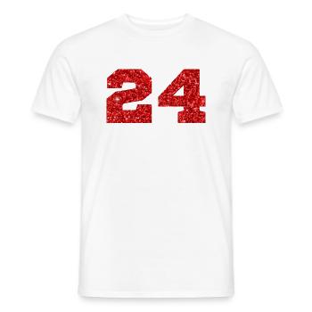 Numéro 24 paillettes rouge - 24e anniversaire - T-shirt homme - blanc - Devant - AI Model Male 178 dark (178cm)
