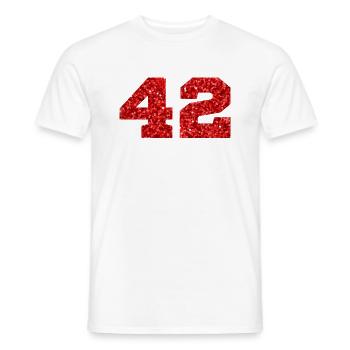 Number 42 Red Glitter - 42nd Anniversary - Men's T-Shirt - white - Front - AI Model Male 178 dark (178cm)