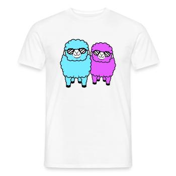 2 Sheep Sunglasses Party Sheep Team Friends - Men's T-Shirt - white - Front - AI Model Male 178 dark (178cm)