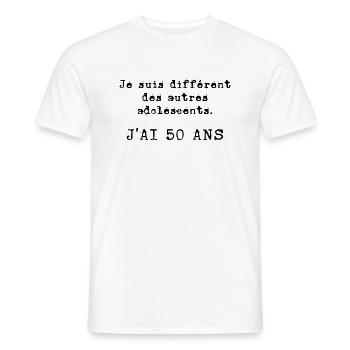 j'ai 50 ans - T-shirt homme - blanc - Devant - AI Model Male 178 dark (178cm)
