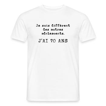 j'ai 70 ans - T-shirt homme - blanc - Devant - AI Model Male 178 dark (178cm)