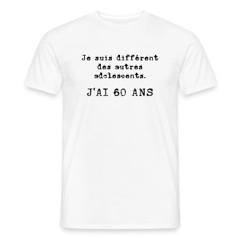 j'ai 60 ans - T-shirt homme - blanc - Devant - AI Model Male 178 dark (178cm)