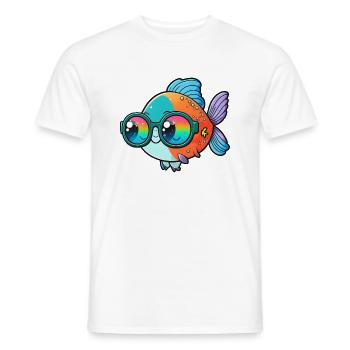 Kawaii Cute Happy Colorful Fish with Sunglasses - Men's T-Shirt - white - Front - AI Model Male 178 dark (178cm)