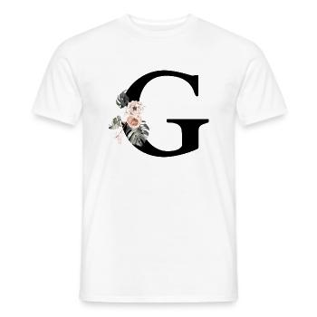 Lettre g floral tropical - T-shirt homme - blanc - Devant - AI Model Male 178 dark (178cm)