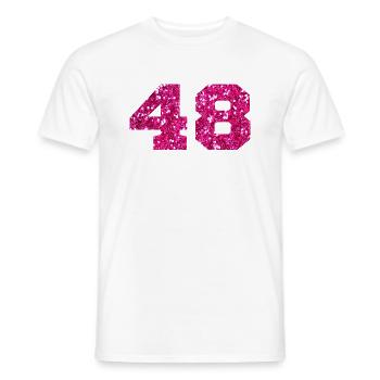 Number 48 Pink Glitter - 48th Birthday - Men's T-Shirt - white - Front - AI Model Male 178 dark (178cm)