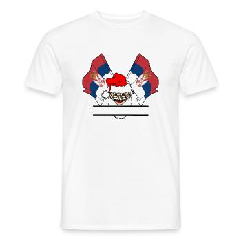 Drapeau du Père Noël Serbie bannière nominative - T-shirt homme - blanc - Devant - AI Model Male 178 dark (178cm)