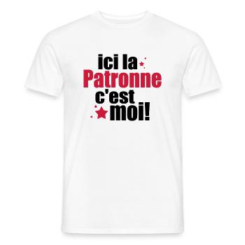 ICI La patronne C'est moi - T-shirt homme - blanc - Devant - AI Model Male 178 dark (178cm)