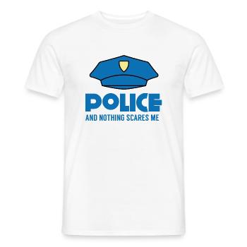 Police: Police et rien ne me fait peur - T-shirt homme - blanc - Devant - AI Model Male 178 dark (178cm)