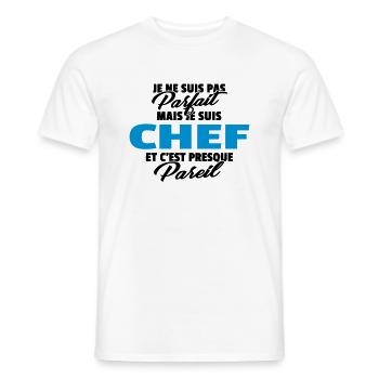 Pas parfait mais chef - T-shirt homme - blanc - Devant - AI Model Male 178 dark (178cm)