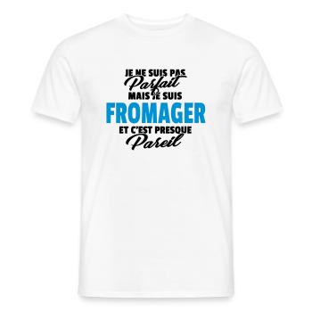 Pas parfait mais fromager - T-shirt homme - blanc - Devant - AI Model Male 178 dark (178cm)