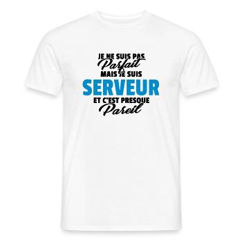 Pas parfait mais serveur - T-shirt homme - blanc - Devant - AI Model Male 178 dark (178cm)
