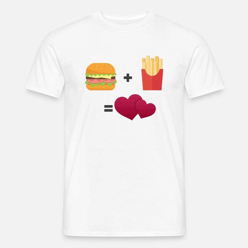 Burger und Pommes - Männer T-Shirt - Weiß