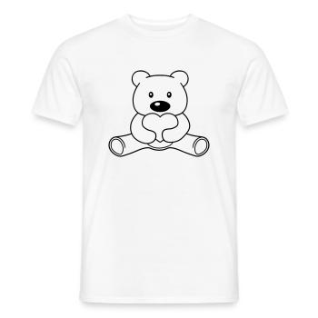 love heart baer cute cute sitting small comic - Men's T-Shirt - white - Front - AI Model Male 178 dark (178cm)