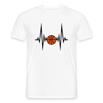 heartbeat basketball pulse frequency hit goal im - Men's T-Shirt - white - Front - AI Model Male 178 dark (178cm)
