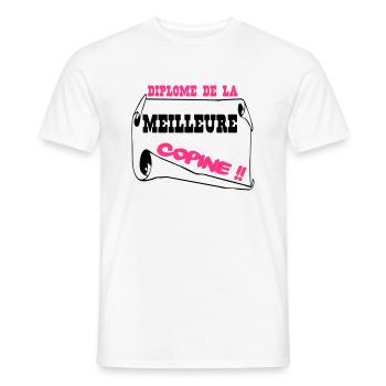 Diplôme de la meilleure copine - Men's T-Shirt - white - Front - AI Model Male 178 dark (178cm)