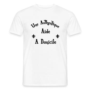 Aide A Domicile / Ménage / Auxiliaire de vie - T-shirt homme - blanc - Devant - AI Model Male 178 dark (178cm)