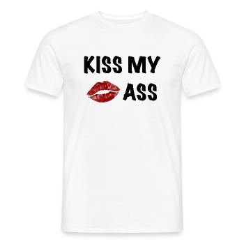 Kiss my ass - Men's T-Shirt - white - Front - AI Model Male 178 dark (178cm)